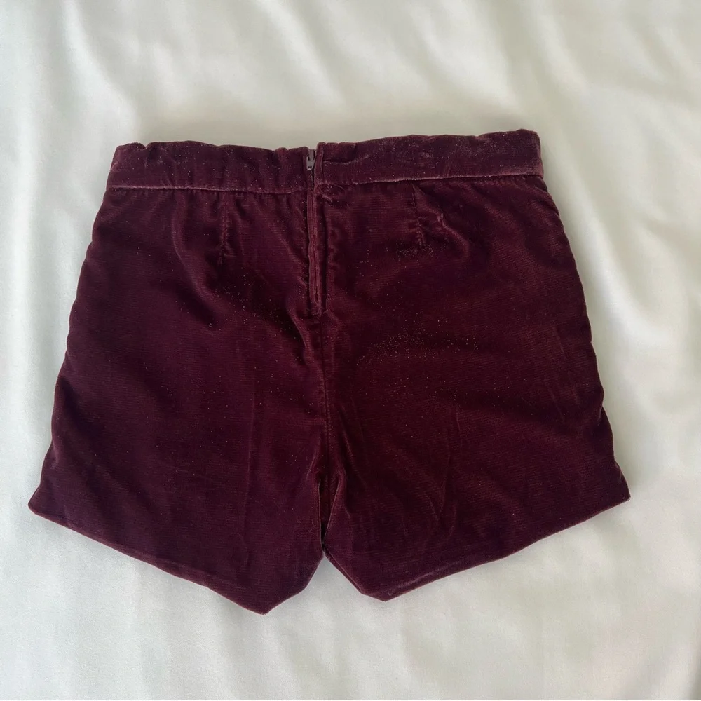 H&M Girl Purple Velour Lined Bow Shorts Side Pockets & Adjustable‎ waist